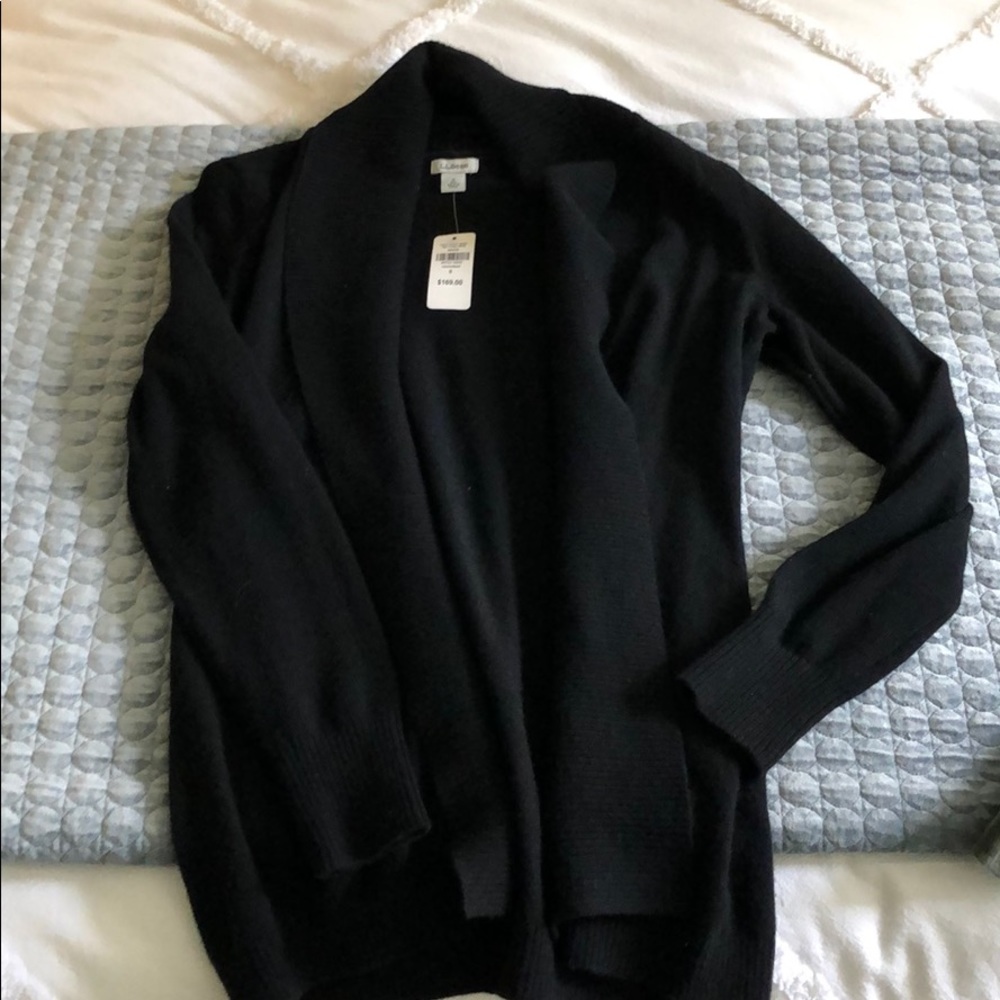 Classic Black LL Bean Cashmere Cardigan,NWOT!